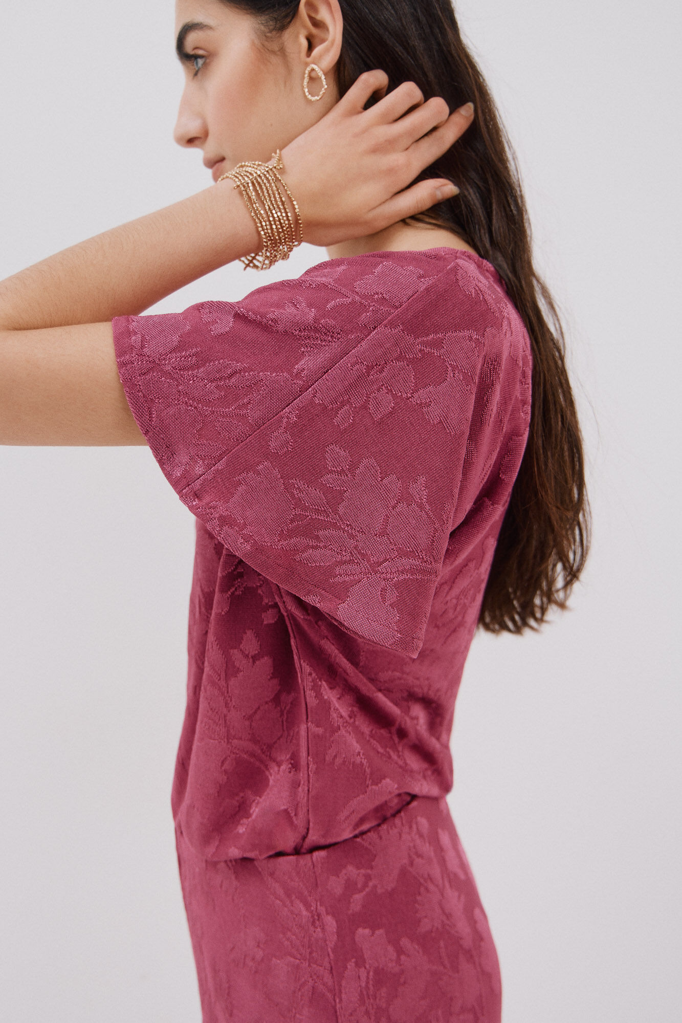 Cortefiel Top punto jacquard floral
