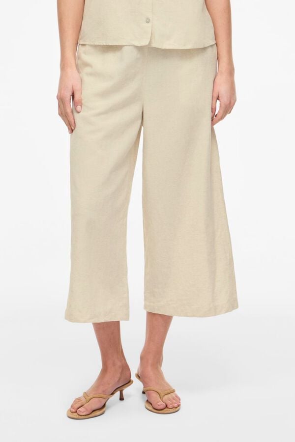 Vila Cal&ccedil;a culotte de linho para mulher Tostado