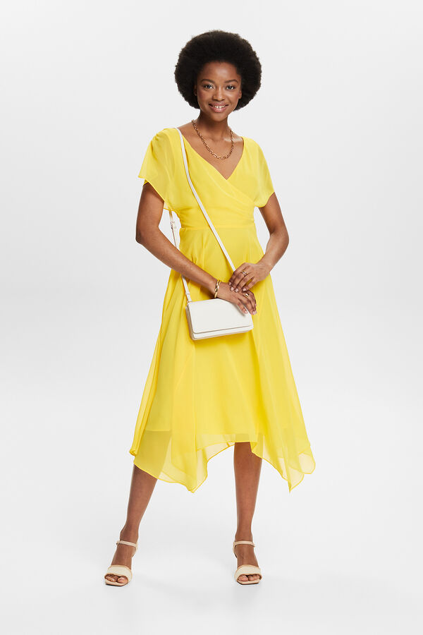 Esprit Vestido comprido monocolor de bainha irregular Amarelo