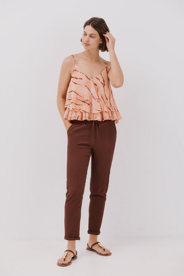 Cortefiel Cal&ccedil;as muito flu&iacute;do Castanho