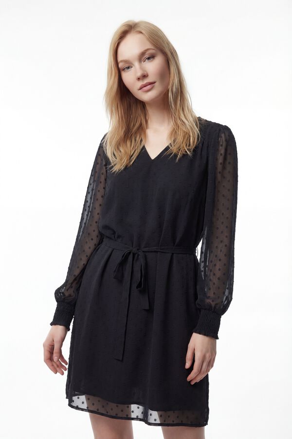 Vila Vestido curto plumeti Preto