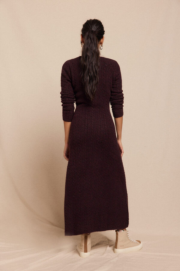 Slowlove Vestido punto aran&eacute;s Granate