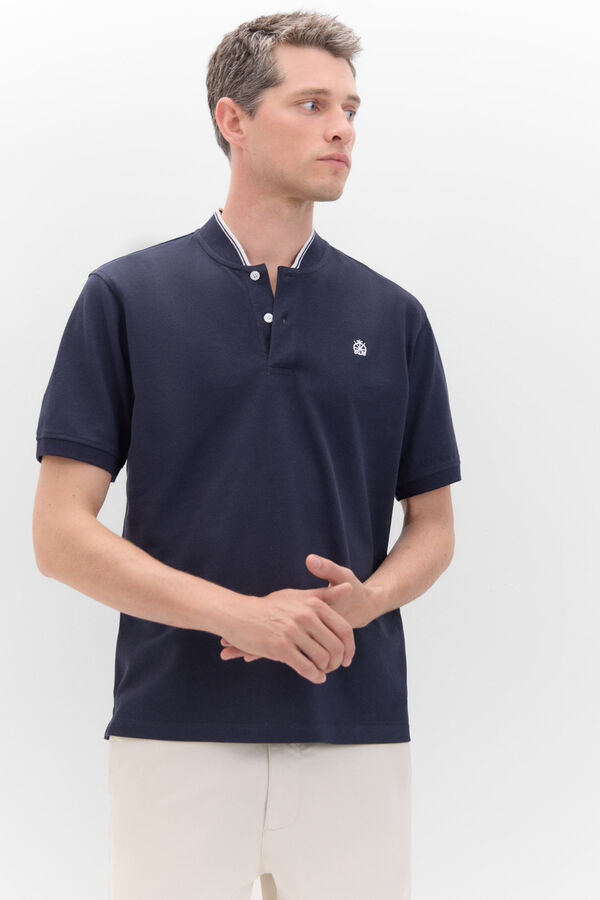 Cortefiel Polo cuello bomber Azul marino