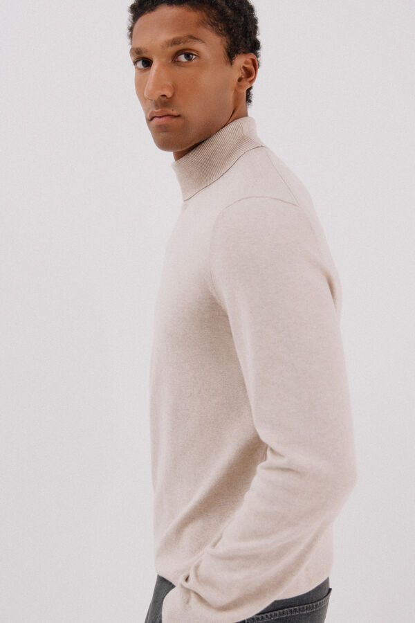 Cortefiel Jersey algod&oacute;n cashmere cuello alto Beige