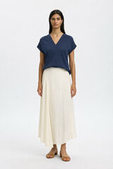Selected Falda larga tejido estructura Blanco