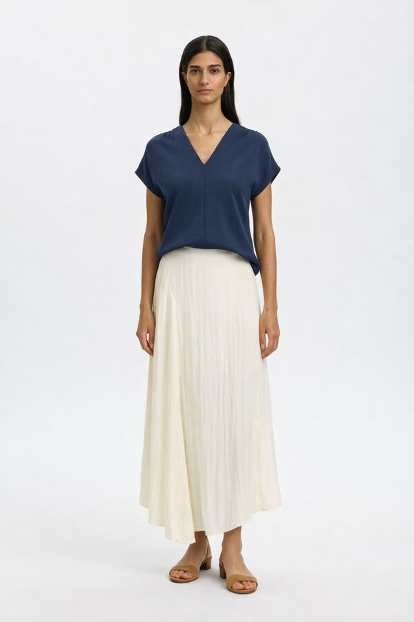 Selected Falda larga tejido estructura Blanco