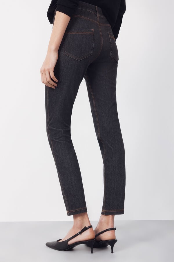 Cortefiel Legging em malha denim Cinzento