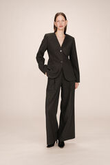 Grace & Mila Blazer gola em mistura de l&atilde; riscas Cinzento