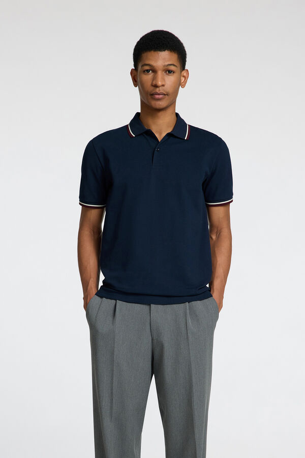 Selected Polo manga curta piqu&eacute; Azul