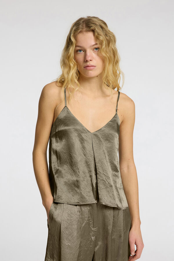 Selected Femme Top satinado de tirantes Gris