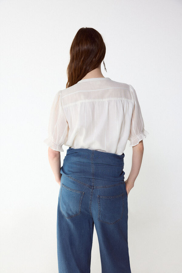 Slowlove Blusa dobby fluida Ecru