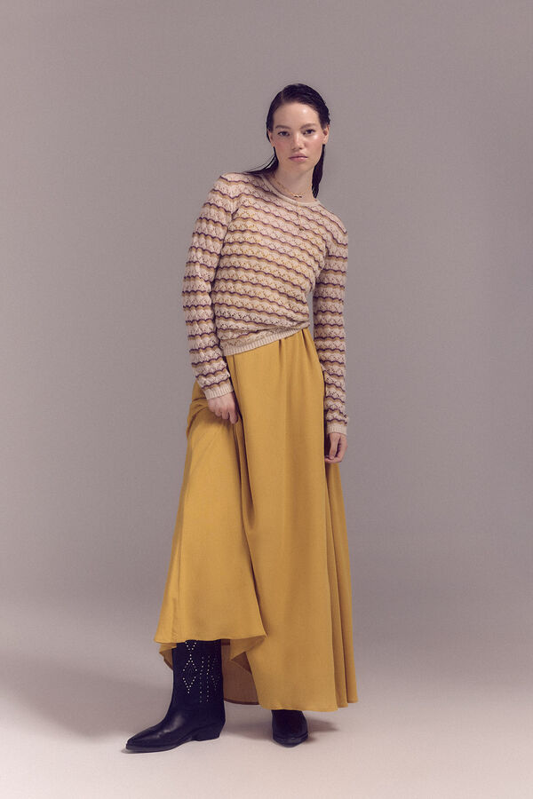 Slowlove Jersey calado rayas Beige