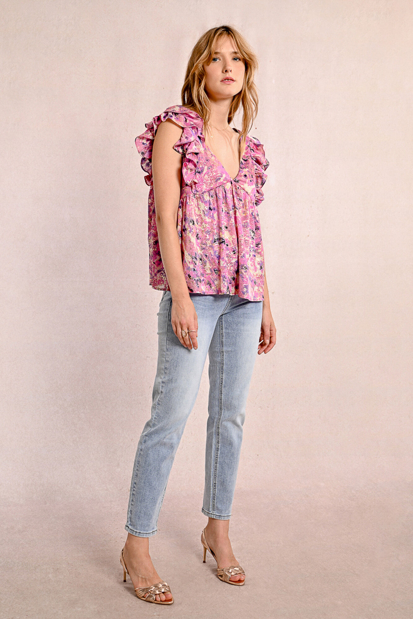 Molly Bracken Blusa manga curta com estampado