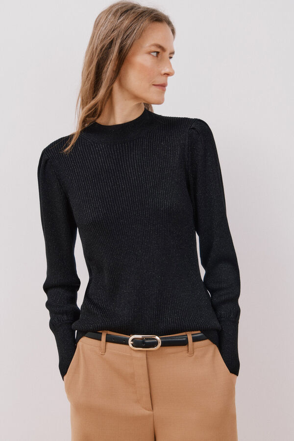 Cortefiel Jersey punto metalizado Negro