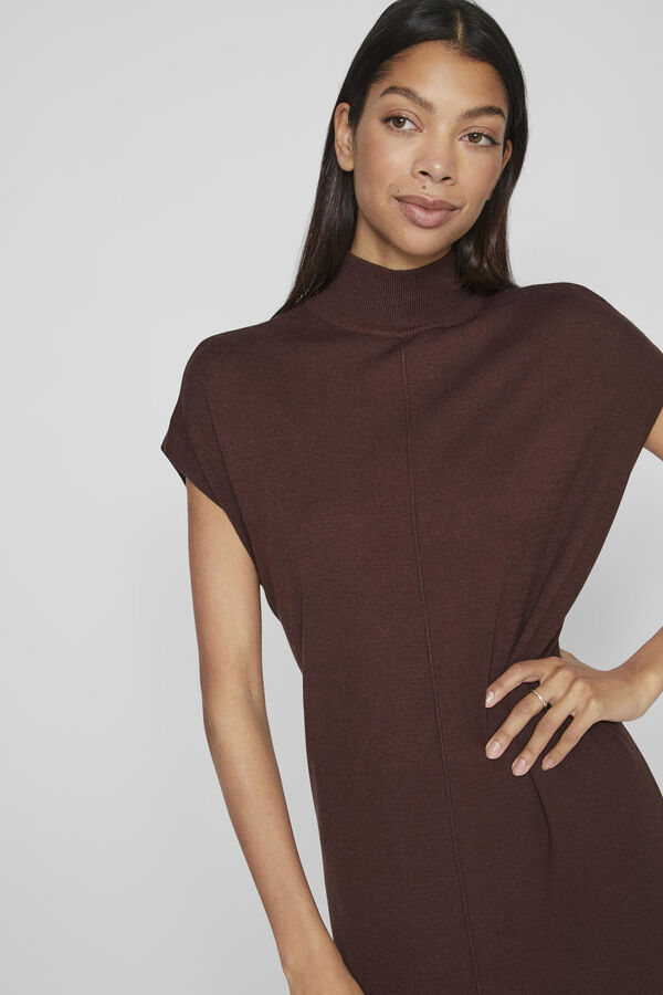 Vila Vestido de punto de cuello alto Marr&oacute;n