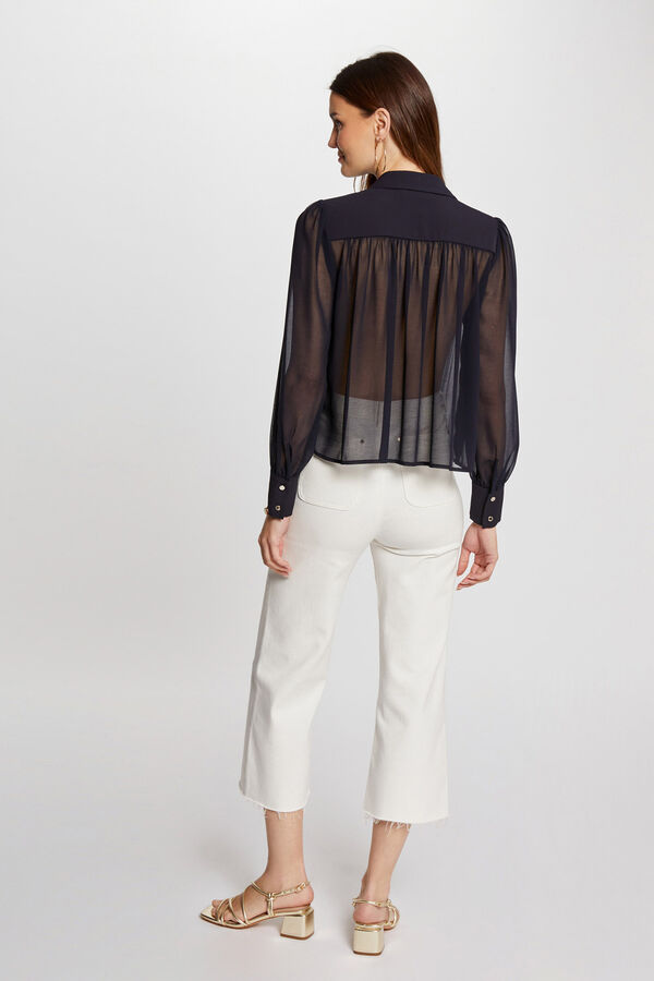 Morgan Camisa plissada manga comprida Azul