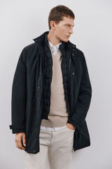 Cortefiel Impermeable con desmontable Negro