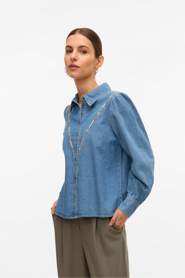 Vero Moda Camisa denim con detalle bordado Azul