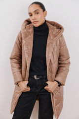 Cortefiel Abrigo largo reversible efecto pelo Beige