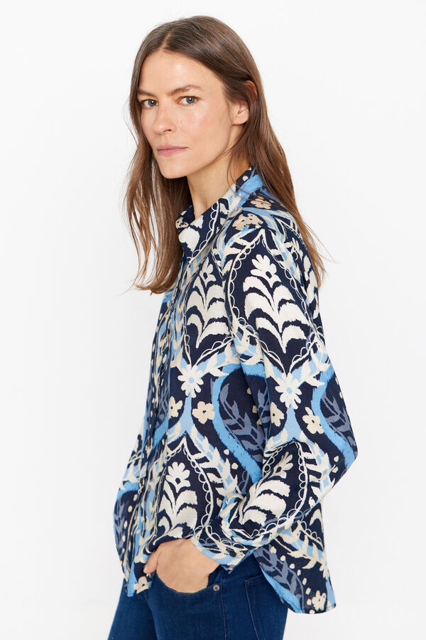 Cortefiel Camisa estampada Azul