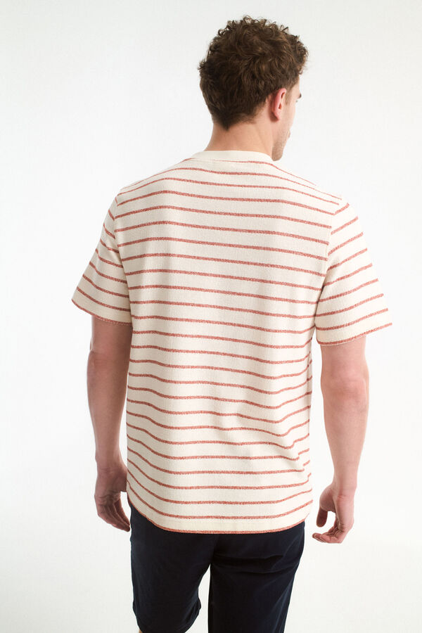 Selected Camiseta estilo camisola riscas de manga curta Vermelho