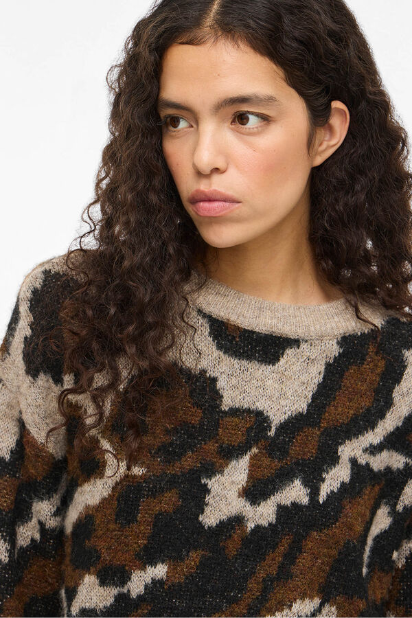 Vila Jersey de punto jacquard con lana Marr&oacute;n