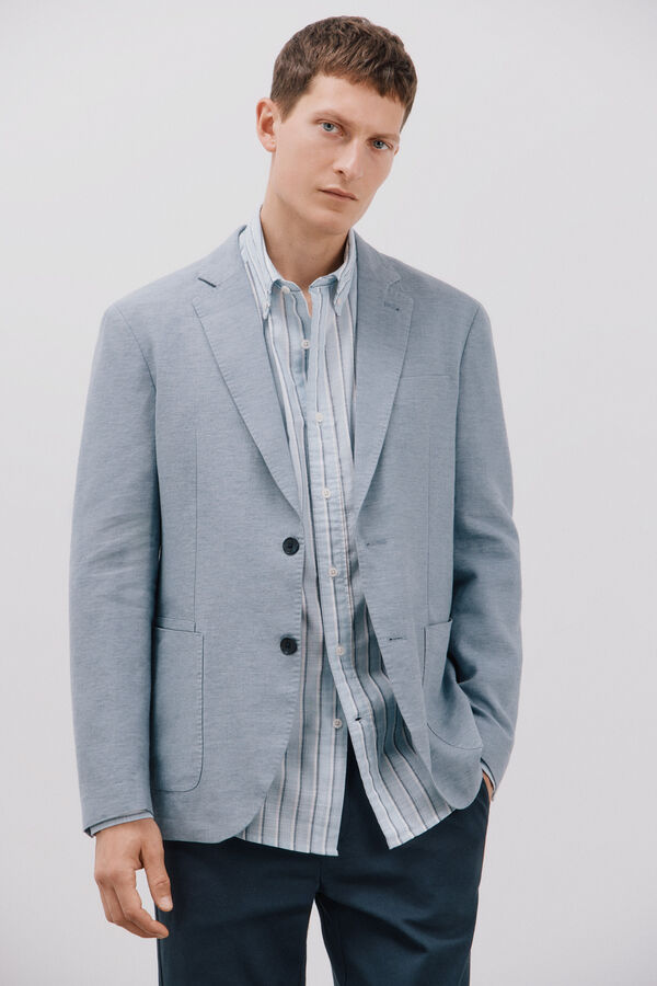 Cortefiel Blazer de linho Azul