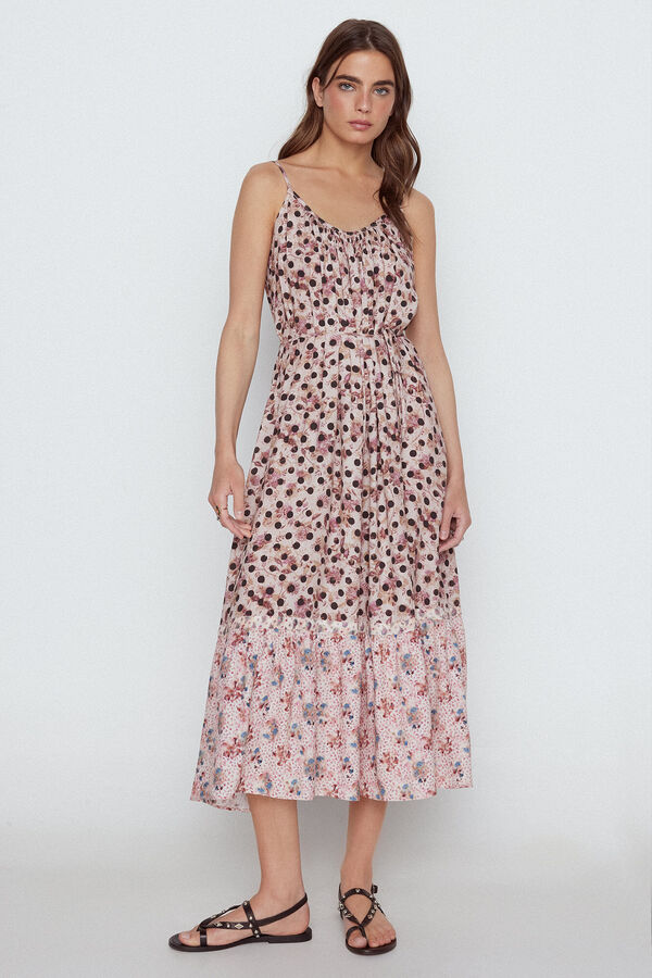 Slowlove Vestido tirantes lunares Estampado blanco