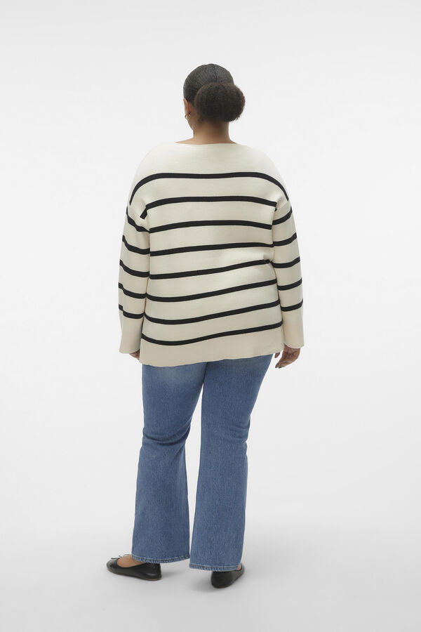 Vero Moda Curve Jersey de manga larga y cuello pico Curve Beige