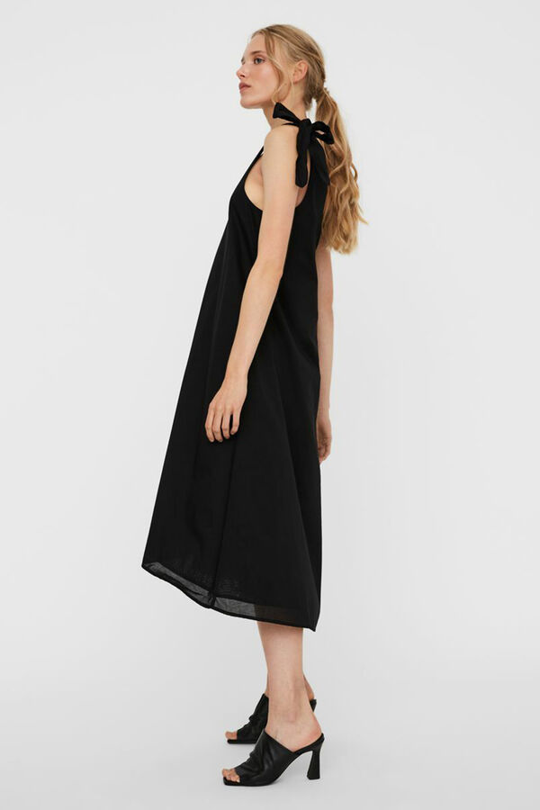 Vero Moda Vestido midi fluido algod&oacute;n Negro