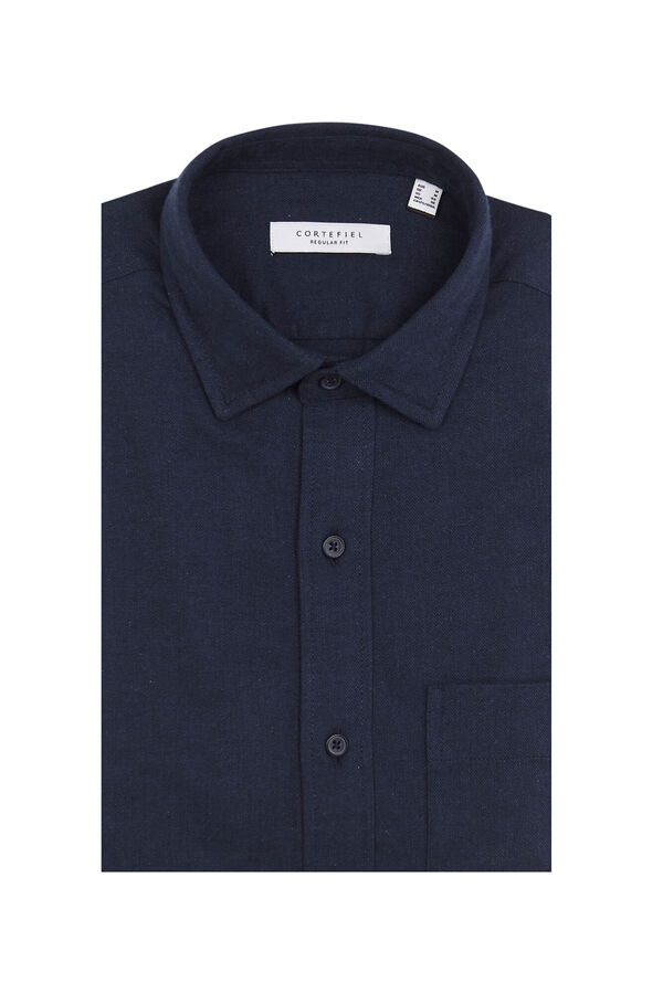 Cortefiel Camisa franela espiga Azul marino