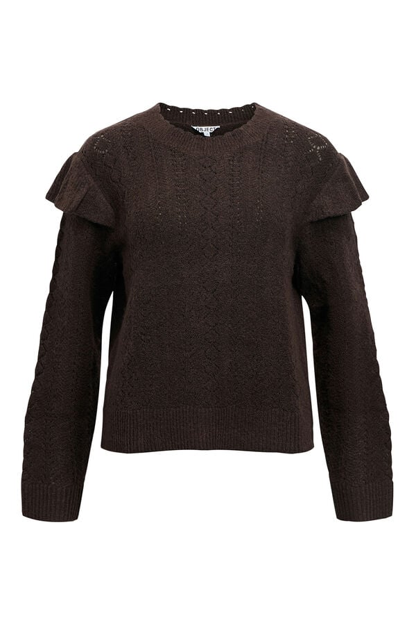 Object Jersey calado volantes Marr&oacute;n oscuro