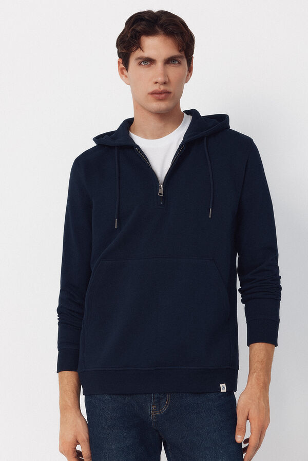 Cortefiel Sweatshirt com capuz Azul
