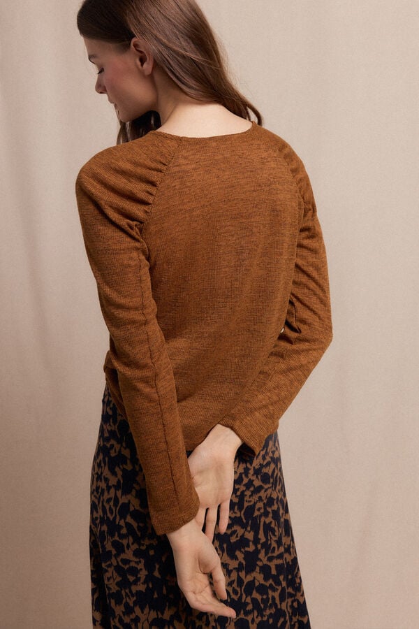 Slowlove Top com manga franzidas Dourado
