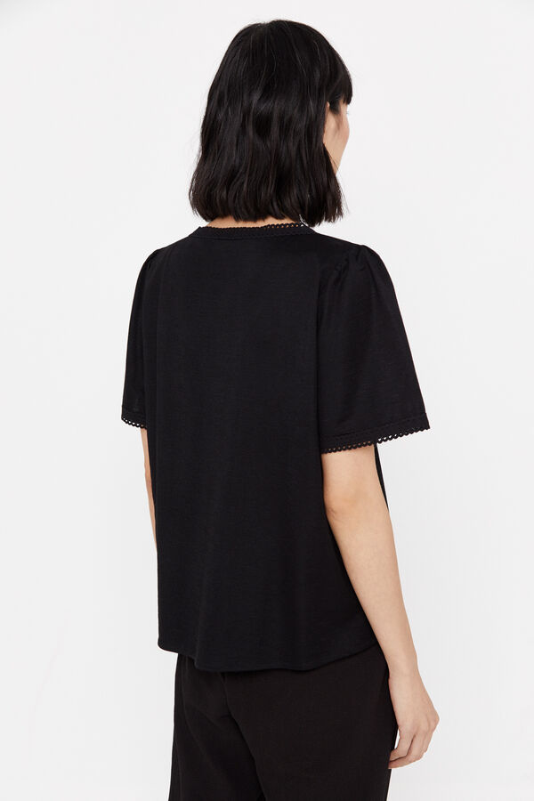 Cortefiel Blusa conforto rendilhados Preto