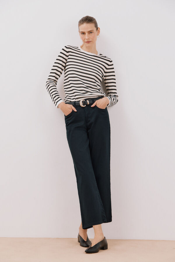 Cortefiel Camisola de malha riscas l&uacute;rex Preto