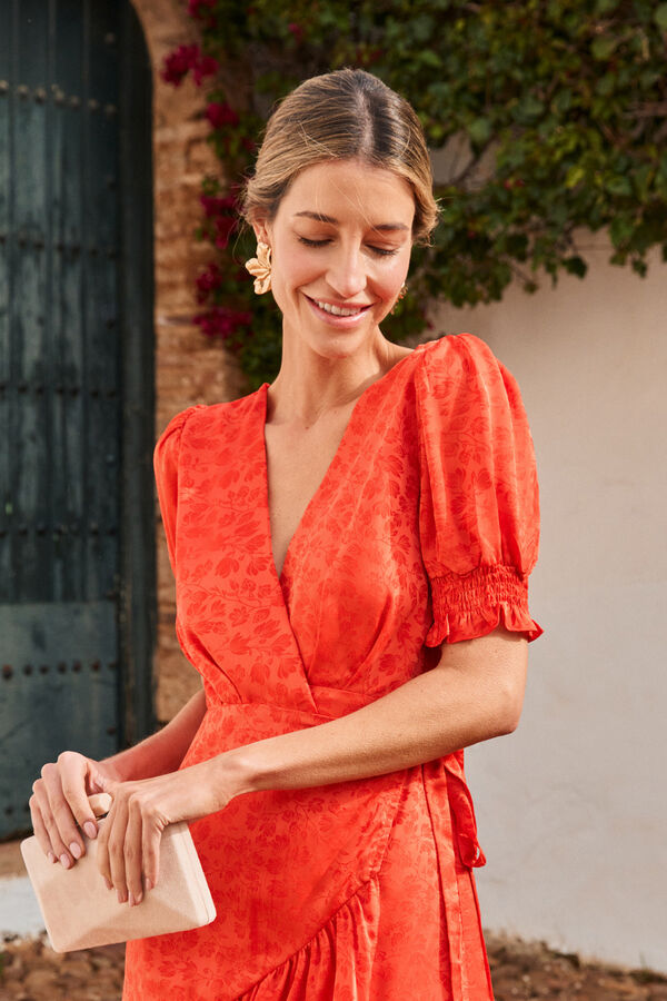 Pol&iacute;n Et Moi Vestido de flores coral Vermelho