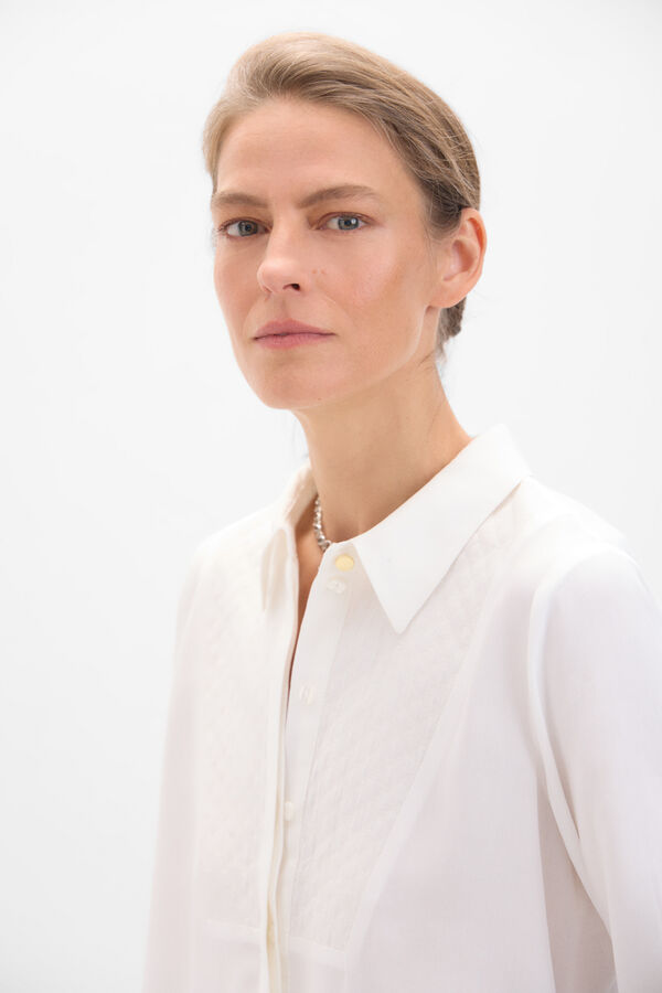 Cortefiel Camisa pechera acolchoada Branco