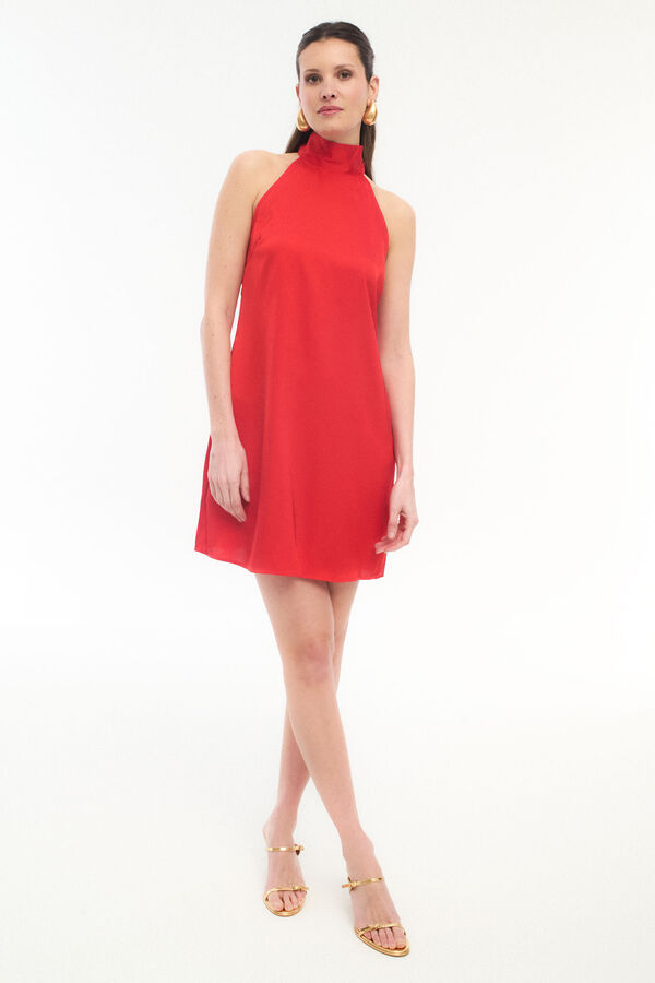 Vila Short satin dress Vermelho
