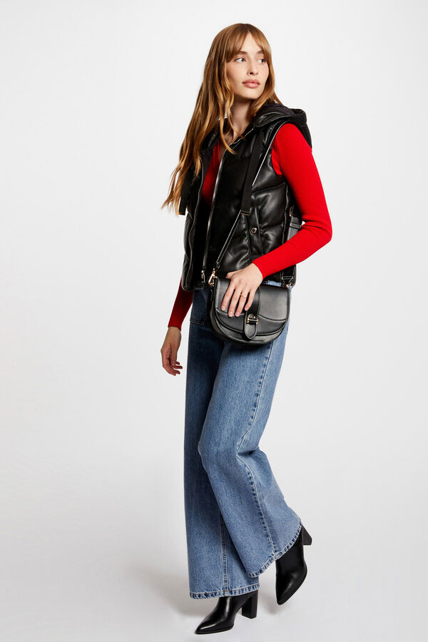 Morgan Plum&oacute;n recto cuero sint&eacute;tico con capucha Negro