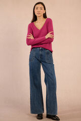 Molly Bracken Jersey de manga larga ribete dorado Lila