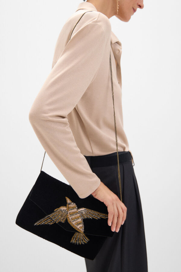 Cortefiel Bolso mano p&aacute;jaro Negro