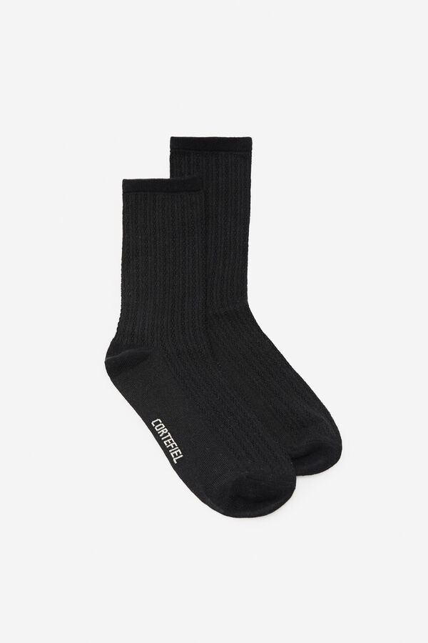 Cortefiel Calcetines largos con textura Negro