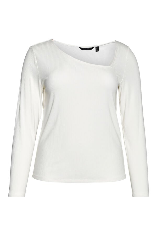 Vero Moda Curve Camiseta escote asimétrico talla grande Blanco