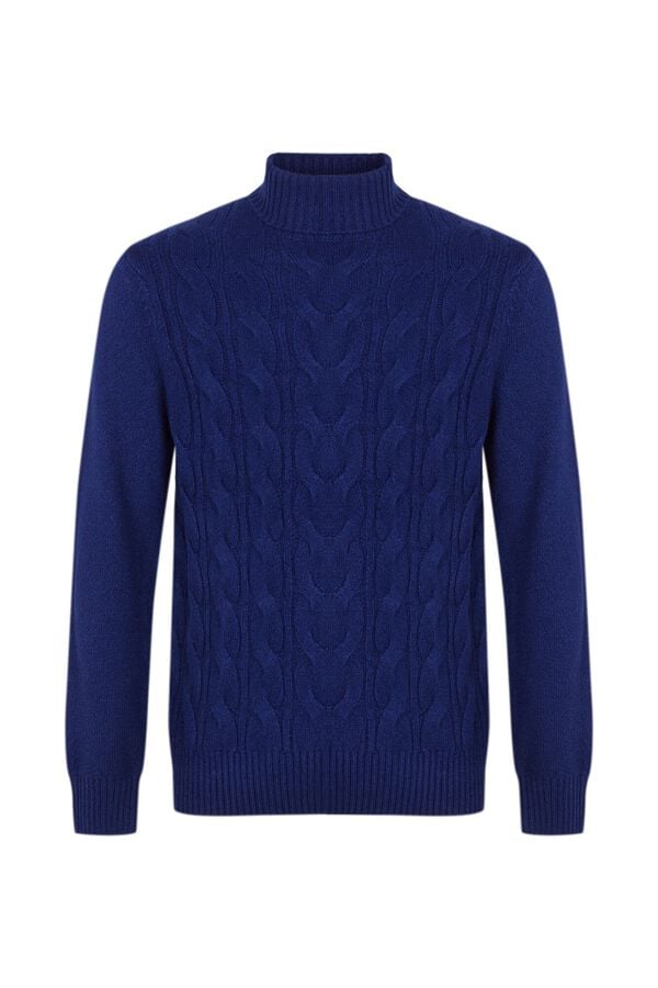 Cortefiel Camisola tran&ccedil;ada gola alta Azul