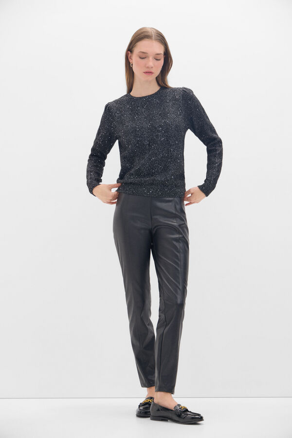 Cortefiel Jersey punto lentejuelas Negro