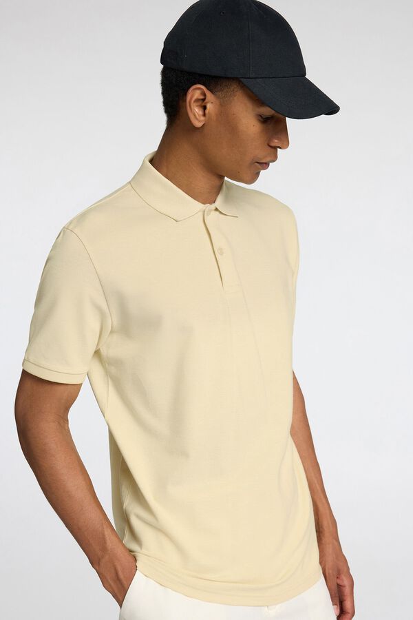 Selected Polo Slim Fit de manga curta confeccionada em algodão orgânico Dourado