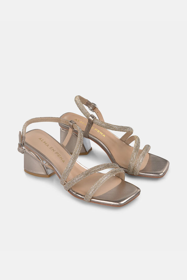 Alma en Pena Sandalia tac&oacute;n ancho Dorado