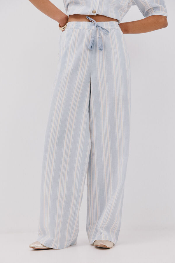 Cortefiel Cal&ccedil;as fluidas bordadas Azul