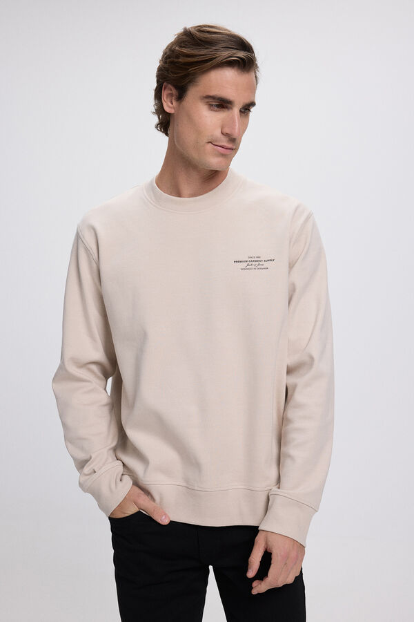 Jack & Jones Sweatshirt b&aacute;sico estampado  Ecru